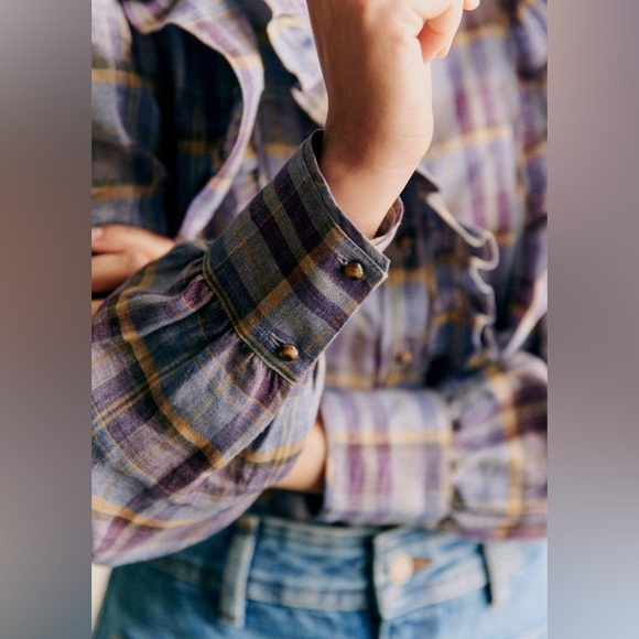 Sézane Jane Shirt in Blush Check Print FR 36 / US 4 - Picture 2 of 8